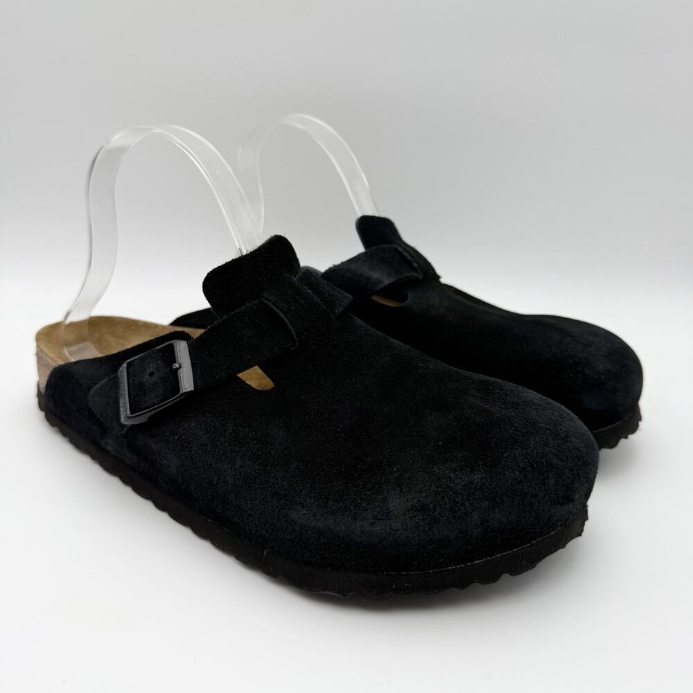 Birkenstock Womens Boston Clogs EU 41 US 10 Black Suede Leather EUC